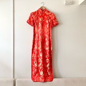 NEW Traditional Red and Gold Brocade Qipao Dress